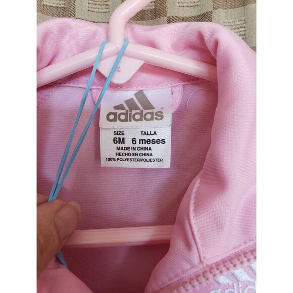 Adidas Baby Sweatpants Pink 6M 2 Piece Track Set Jacket & Pants Set 6M NWOT - Picture 6 of 7